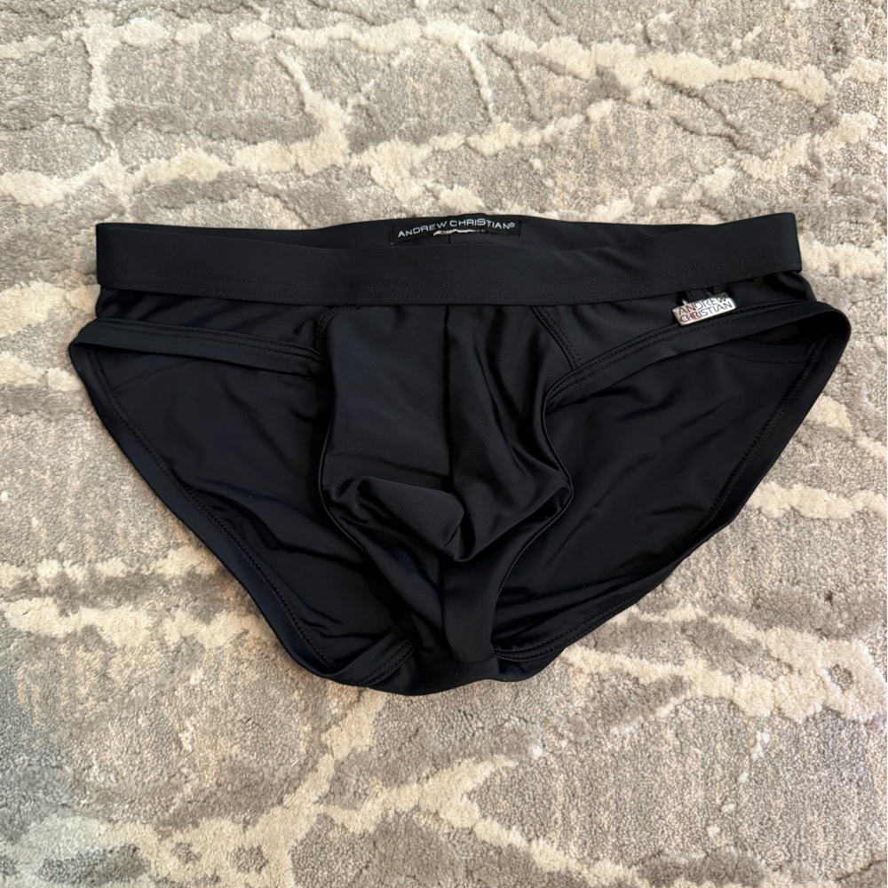 Andrew Christian Black Swim Briefs With Back Cut Out